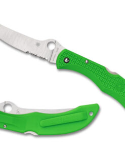 Spyderco C17PSGR Catcherman Salt Sprint Run LC200N Combination Edge Blade with Green Lighweight FRN Handles