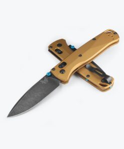 Benchmade 535BK-07 Limited Bugout AXIS Lock Knife Drop Point M390 DLC Battlewash Blade with Burnt Brass Anodized Aluminum Handles