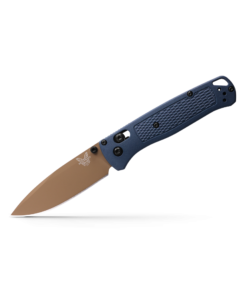 Benchmade 535FE-05 Limited Bugout AXIS Lock Knife Drop Point Plain Flat Dark Earth Cerakote Blade with Crater Blue Grivory Handles