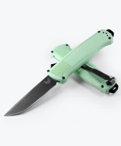 Benchmade 5370BK-03 OTF Shootout Auto CPM-CruWear Black DLC Finish Tanto Blade with Sea Foam Grivory Handles