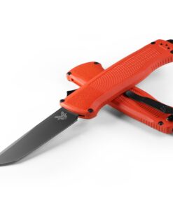 Benchmade 5370BK-04 OTF Shootout Auto CPM-CruWear Black DLC Finish Tanto Blade with Mesa Red Grivory Handles