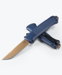 Benchmade 5370FE-01 OTF Shootout Auto CPM-CruWear Flat Dark Earth Tanto Blade with Crater Blue Grivory Handles