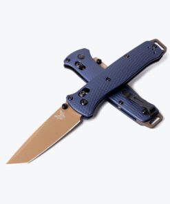 Benchmade Bailout 537FE-02 Bailout AXIS Lock Folder CPM-M4 Flat Dark Earth Tanto Plain Blade with Crater Blue Aluminum Handles
