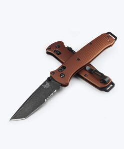 Benchmade Bailout 537SBK-07 AXIS Lock Folder MagnaCut Black Cerakote Tanto Partially-Serrated Blade with Burnt Copper Aluminum Handles