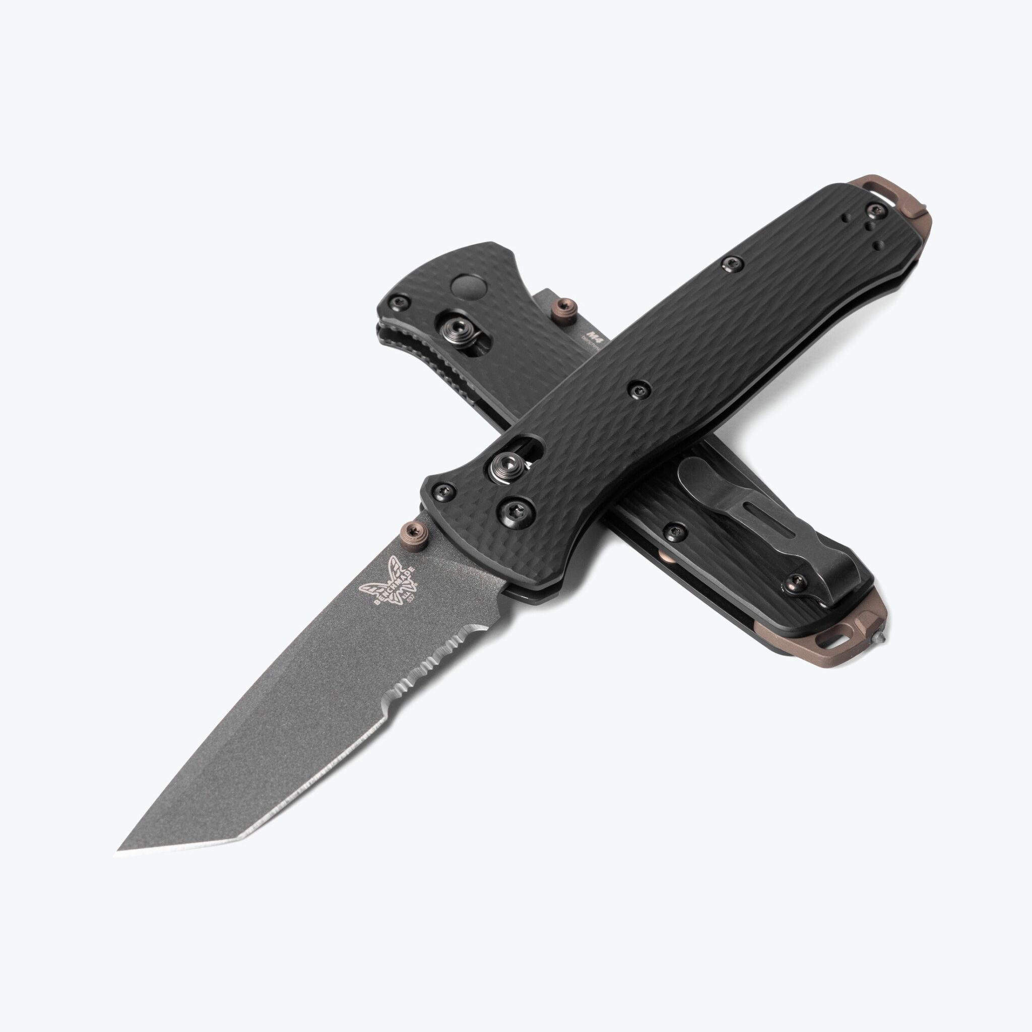 Benchmade Bailout 537SGY-03 Bailout AXIS Lock Folder CPM-M4 Tungsten Grey Tanto Serrated Blade with Black Aluminum Handles