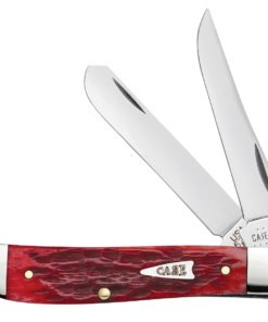 Case Dark Red Bone Peach Seed Jig Mini Trapper Knife with Cigar Box (CASE71224)