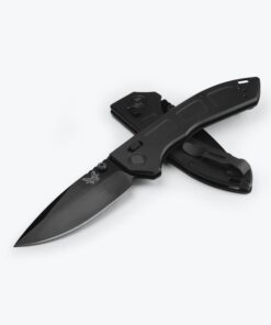 Benchmade 743BK-01 Mini Narrows Axis Lock Knife Drop Point Stainless Steel Black Polished Finish Blade with Matte Black DLC Rigid Titanium Handles