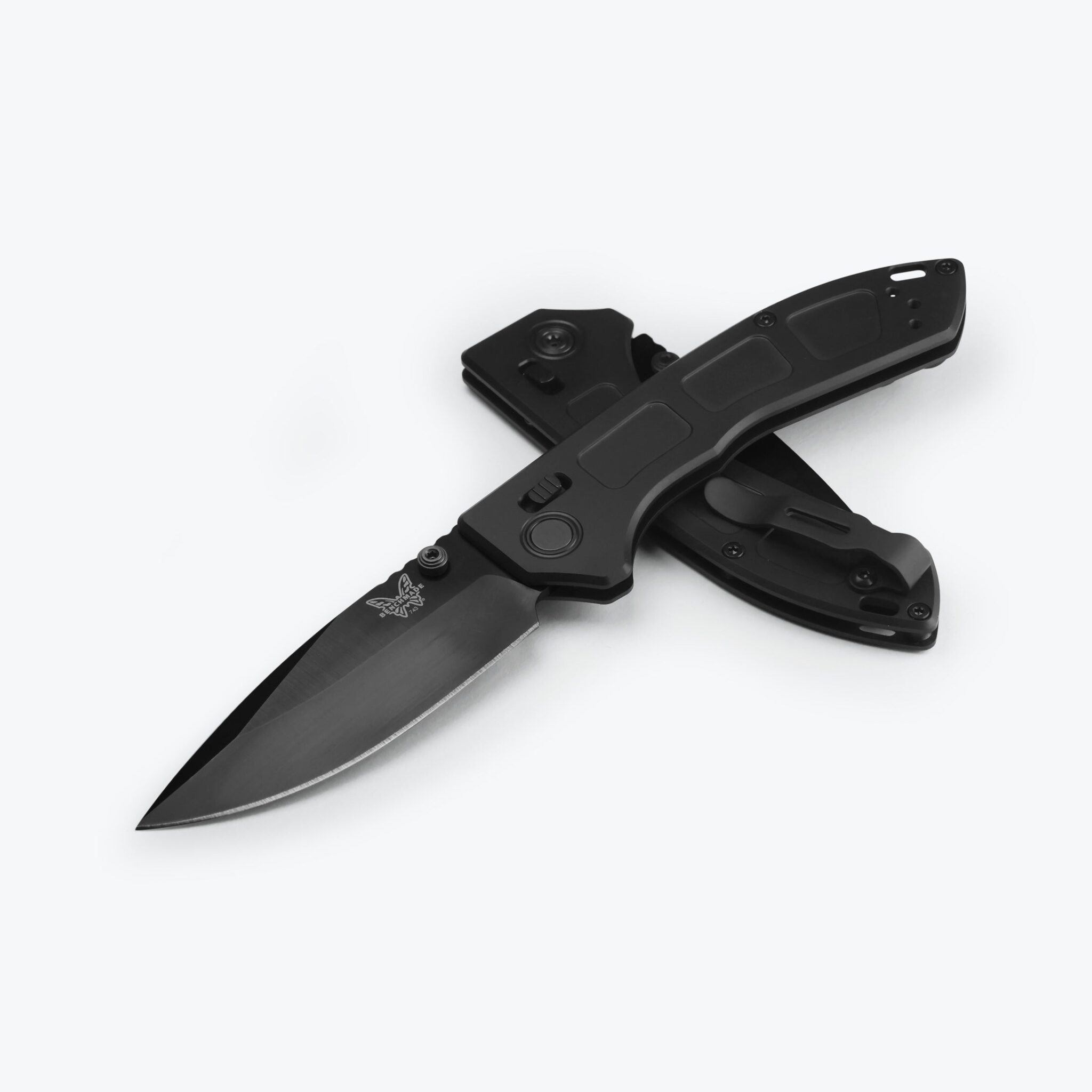 Benchmade 743BK-01 Mini Narrows Axis Lock Knife Drop Point Stainless Steel Black Polished Finish Blade with Matte Black DLC Rigid Titanium Handles
