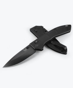 Benchmade 748BK-01 Narrows Axis Lock Knife M390 Polished DLC Drop Point Plain Blade with Matte Black DLC Titanium Handles/ Polished DLC Pivot and Pocket Clip