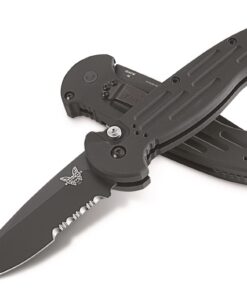 Benchmade AFO-II 9051SBK Knife Partially Serrated Coated Blade with Black Aluminum Handles