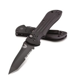 Benchmade 9101SBK Strykermatic Opening Coated Serrated Blade with Black Aluminum Handles