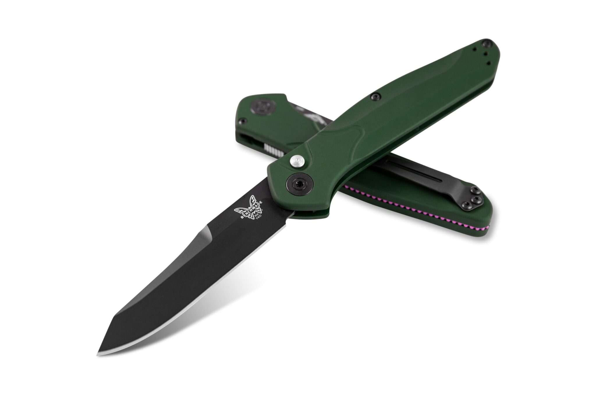 Benchmade 9400BK Osborne Black Finish Blade with Green Aluminum Handles