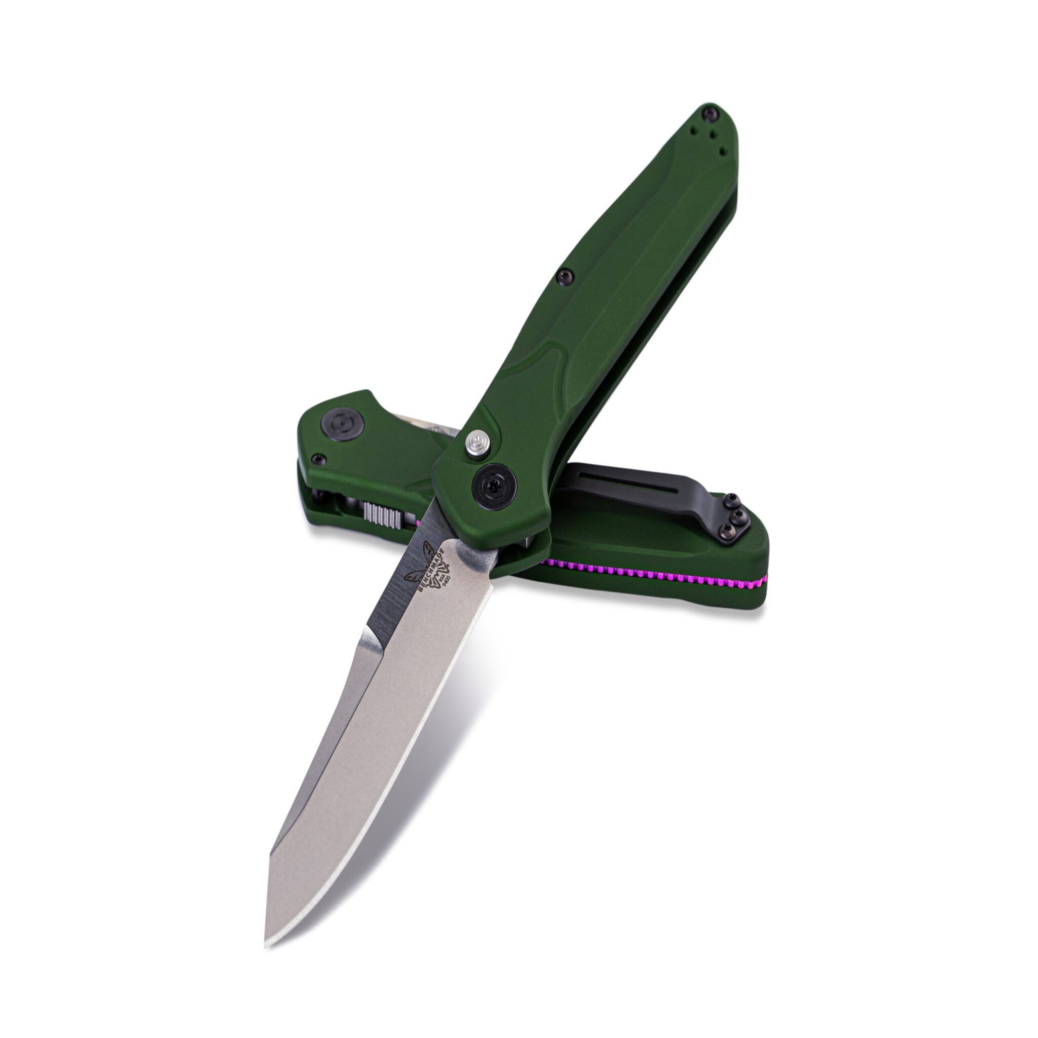 Benchmade 9400 Osborne Satin Finish Blade with Green Aluminum Handles