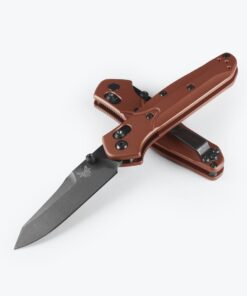 Benchmade 945BK-03 Mini Osborne AXIS Lock Reverse Tanto Battlewash Finish Plain Edge Blade with Burnt Copper Aluminum Handle Knife