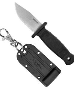 Demko Knives Armiger 2 Fixed Blade Clip Point Plain Blade with Black Rubberized Handles/ Kydex Sheath
