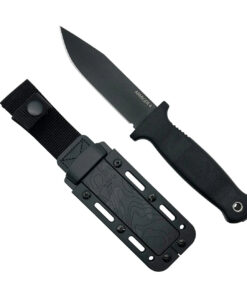 Demko Knives Armiger 4 Fixed Blade Clip Point Powder Coated Blade with Black Rubberized Handles/ Kydex Sheath
