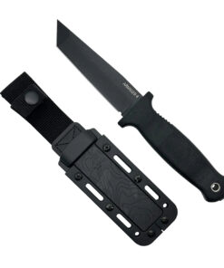 Demko Knives Armiger 4 Fixed Blade Tanto Powder Coated Blade with Black Rubberized Handles/ Kydex Sheath