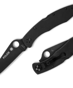 Spyderco C07BKP Police Model Black PlainEdge Blade with Black Stainless Handles