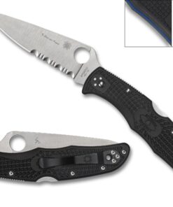 Spyderco C10FPSBKBL Endura 4 Lightweight Thin Blue Line Partial Serrated/VG-10