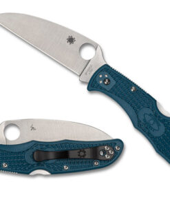 Spyderco C10FPWK390 Endura 4 K390 Wharncliffe Plainedge Blade with Blue FRN Lightweight Handles Knife