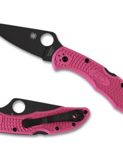 Spyderco C11FPPNS30VBK Delica Pink Heels Pink Lightweight Blk Blade Plain Knife