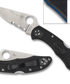 Spyderco C11FPSBKBL Delica 4 Lightweight FRN Thin Blue Line Part Serrated /VG-10