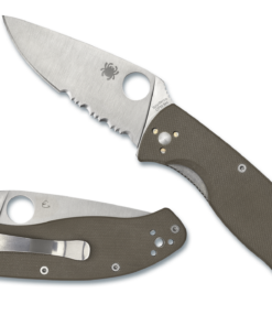 Spyderco C122GBNM4PS Tenacious Folding Knife CPM-M4 Satin Combination Blade with Brown G10 Handles