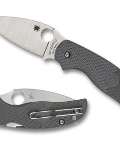 Spyderco C123PGY Sage 5 Lightweight Compression Lock Knife Plain Maxamet Blade with Gray Bi-Directional Textured FRN Handles