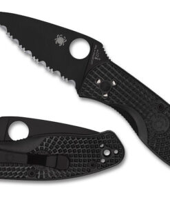 Spyderco C136SBBK Persistence Lightweight Folding Knife Serrated Blade with FRN Handles
