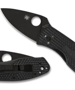 Spyderco C148PBBK Ambitious Lightweight Black PlainEdge Blade with Black FRN Scales
