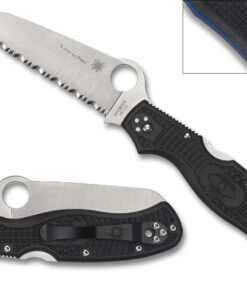 Spyderco C14FSBKBL3 Rescue 3 Lightweight FRN Thin Blue Line Serrated/VG-10