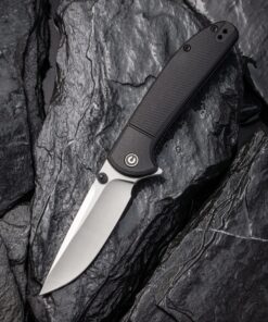 We Knife - CIVIVI Badlands Vagabond Flipper Knife Black Fiber-glass Reinforced Nylon Handle (3.25" Satin 9Cr18MoV)
