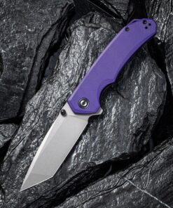 We Knife - CIVIVI Brazen Gray Stonewashed Purple G10 Flipper Knife