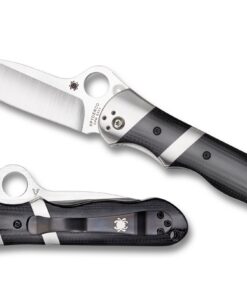 Spyderco C224GP Vallotton Lil' Sub-Hilt Plain Edge Satin Blade with Black G10 Handles