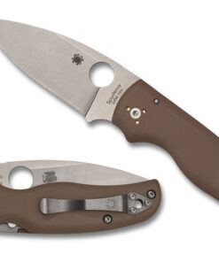 Spyderco C229GPBN15V Shaman Sprint Run CPM 15V Plain Edge Blade with Brown G-10 Handles Knife