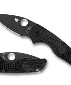Spyderco C230PBBK Lil' Native Lightweight Back Lock Folding Knife Plain Edge Black DLC Blade with Black FRN Handles