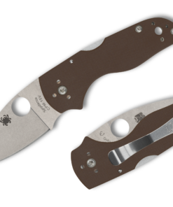 Spyderco C230MBGPBN15V Lil' Native Mid Back Lock Folder with 15V PlainEdge Blade and Brown G10 Handles