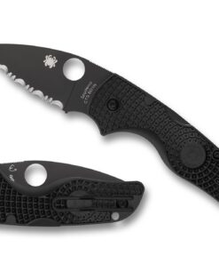 Spyderco C230SBBK Lil' Native Lightweight Back Lock Folding Knife SpyderEdge Black DLC Blade with Black FRN Handles