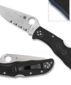 Spyderco C243FPSBKBL Endela Lightweight Thin Blue Line VG-10 Part Serrated Blade