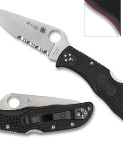 Spyderco C243FPSBKRD Endela Lightweight Thin Red Line VG-10 Part Serrated Blade