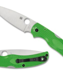 Spyderco C244PGR Native Chief Salt Lightweight Lockback Knife Satin Plain Blade with Green FRN Handles