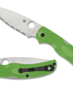 Spyderco C244SGR Native Chief Salt Lightweight Lockback Knife Satin SpyderEdge Blade with Green FRN Handles