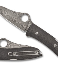 Spyderco and Lionsteel C255CFPD Max SpyOpera Sprint Run Lock Back Thor Damasteel Blade with Carbon Fiber Handles