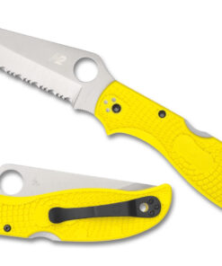 Spyderco C258SYL Salt 2 XL Lightweight Folding Knife H-2 Serrated Edge Blade with Yellow FRN Handles