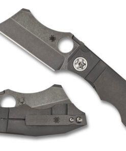 Spyderco C260TIP Stovepipe Folding Knife CPM-20CV Cleaver Blade Titanium Handles