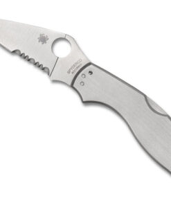 Spyderco C261PS UpTern Backlock Knife Stainless Steel ComboEdge Blade with Stainless Steel Handles (2.82" Satin)