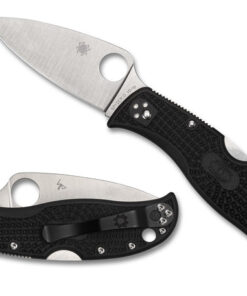 Spyderco C262PBK LeafJumper Folding Knife Plain Satin VG-10 Leaf Shaped Blade with Black FRN Handles