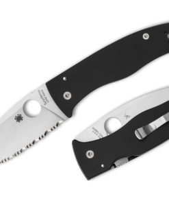 Spyderco C263GS Bodacious Compression Lock Knife SpyderEdge Stonewashed CPM-S30V Blade with Black G10 Handles