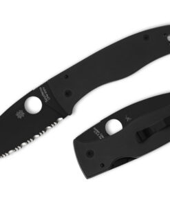 Spyderco C263GSBK Bodacious Compression Lock Knife Plain DLC Black CPM-S30V SpyderEdge Blade with Black G-10 Handles