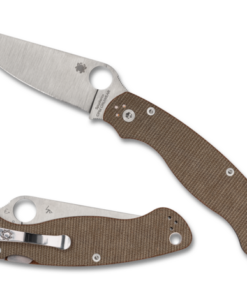 Spyderco C36MPCW2 MILITARY™ 2 Compression Lock Knife Plain Satin CRU-WEAR Blade with Brown Canvas Micarta Handles